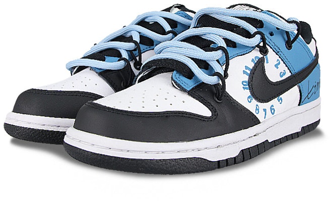 【客製球鞋】 Nike Dunk 低筒黑色 反向時間 解構鞋帶 手繪 潮流 耐磨 低筒 滑板鞋 女款 黑白藍 Shop 【客製球鞋】 Nike Dunk 低筒黑色 反向時間 解構鞋帶 手繪 潮流 耐磨 低筒 滑板鞋 女款 黑白藍