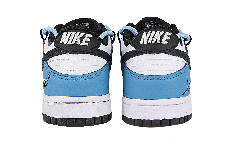 Purchase 【客製球鞋】 Nike Dunk 低筒黑色 反向時間 解構鞋帶 手繪 潮流 耐磨 低筒 滑板鞋 女款 黑白藍