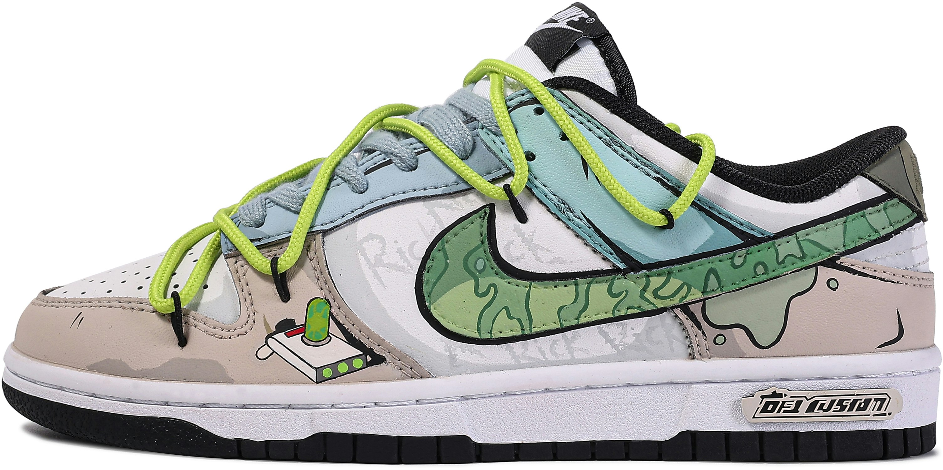 custom-shoes-women-nike-custom-x-dunk-low-da-vinci-capsule-brown-green-blue