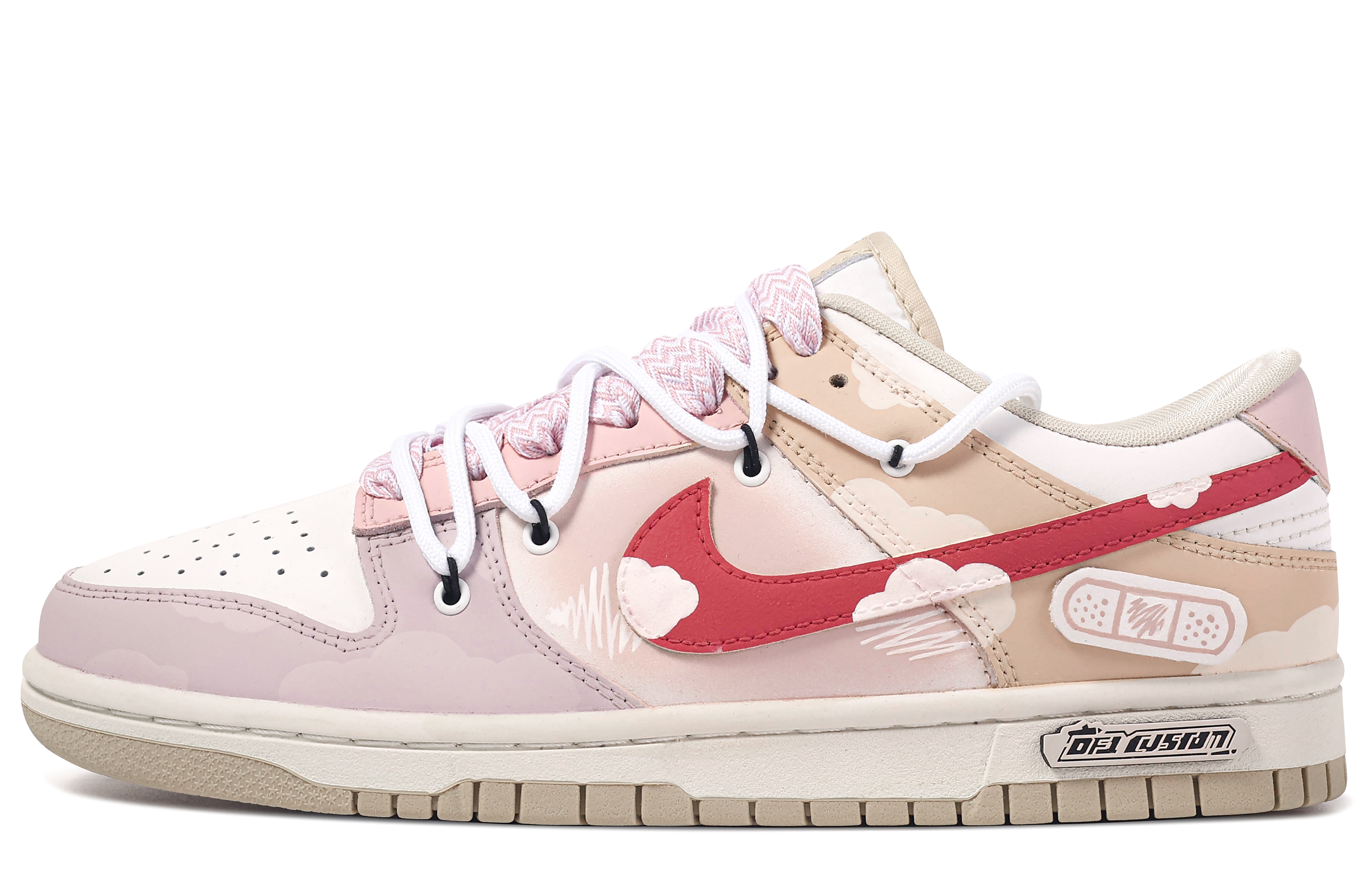 Buy (W) [Sneakers Khusus] Nike Custom x Dunk Low 'Da Vinci Cloud Bandage Gradasi Pink-Putih' DX5930-001(TeamM-女款云朵OK绷)