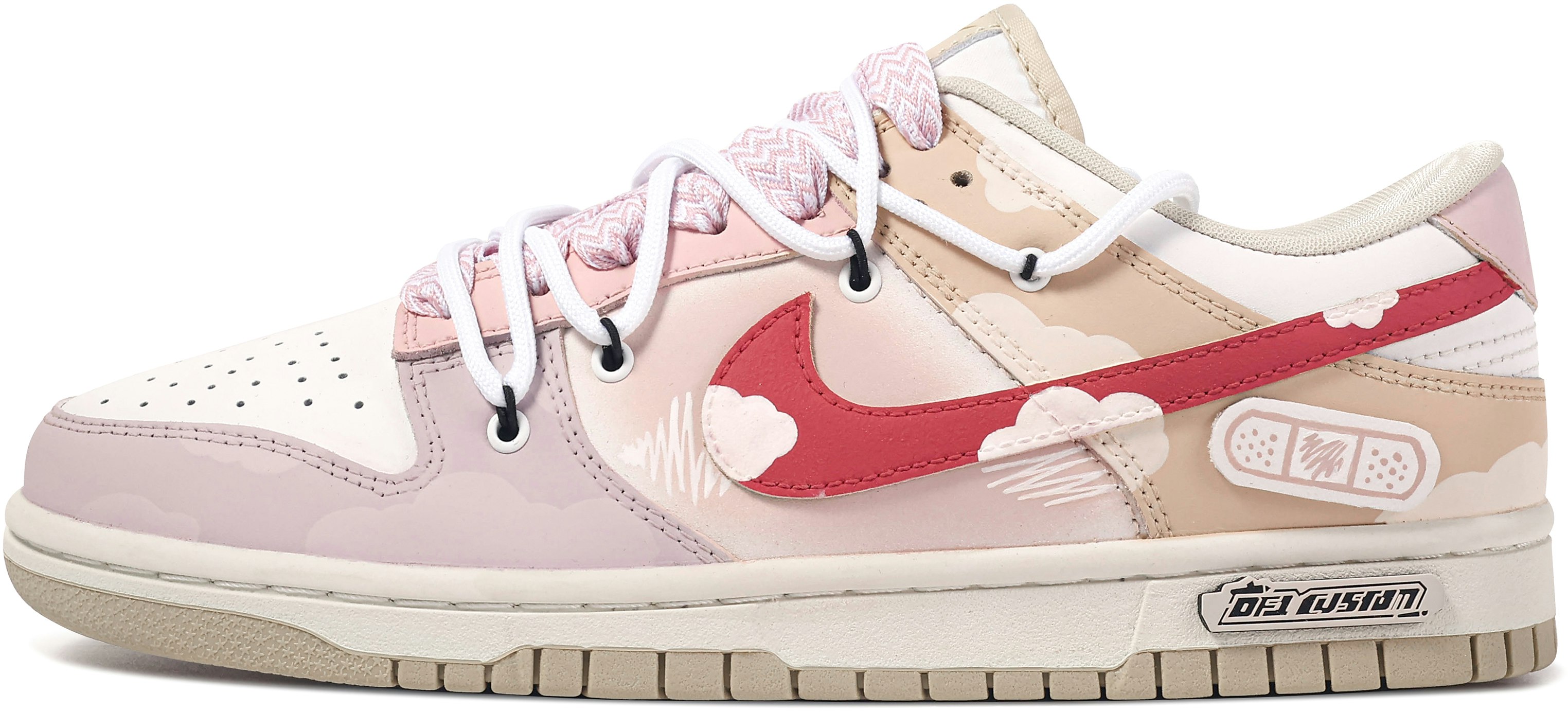 custom-shoes-women-nike-custom-x-dunk-low-da-vinci-cloud-bandage-gradient-pink-white