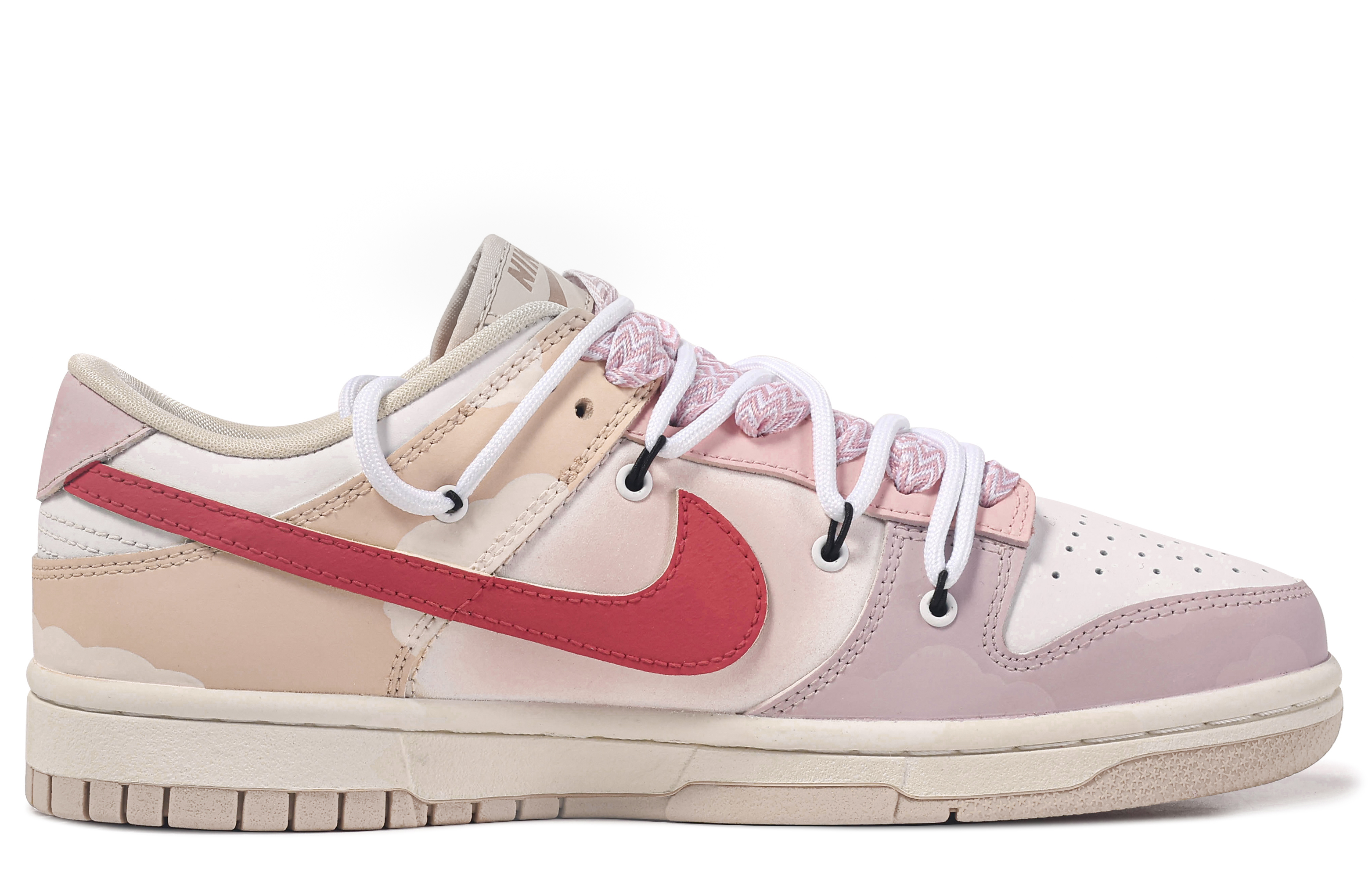 Order (W) [Sneakers Khusus] Nike Custom x Dunk Low 'Da Vinci Cloud Bandage Gradasi Pink-Putih' DX5930-001(TeamM-女款云朵OK绷)