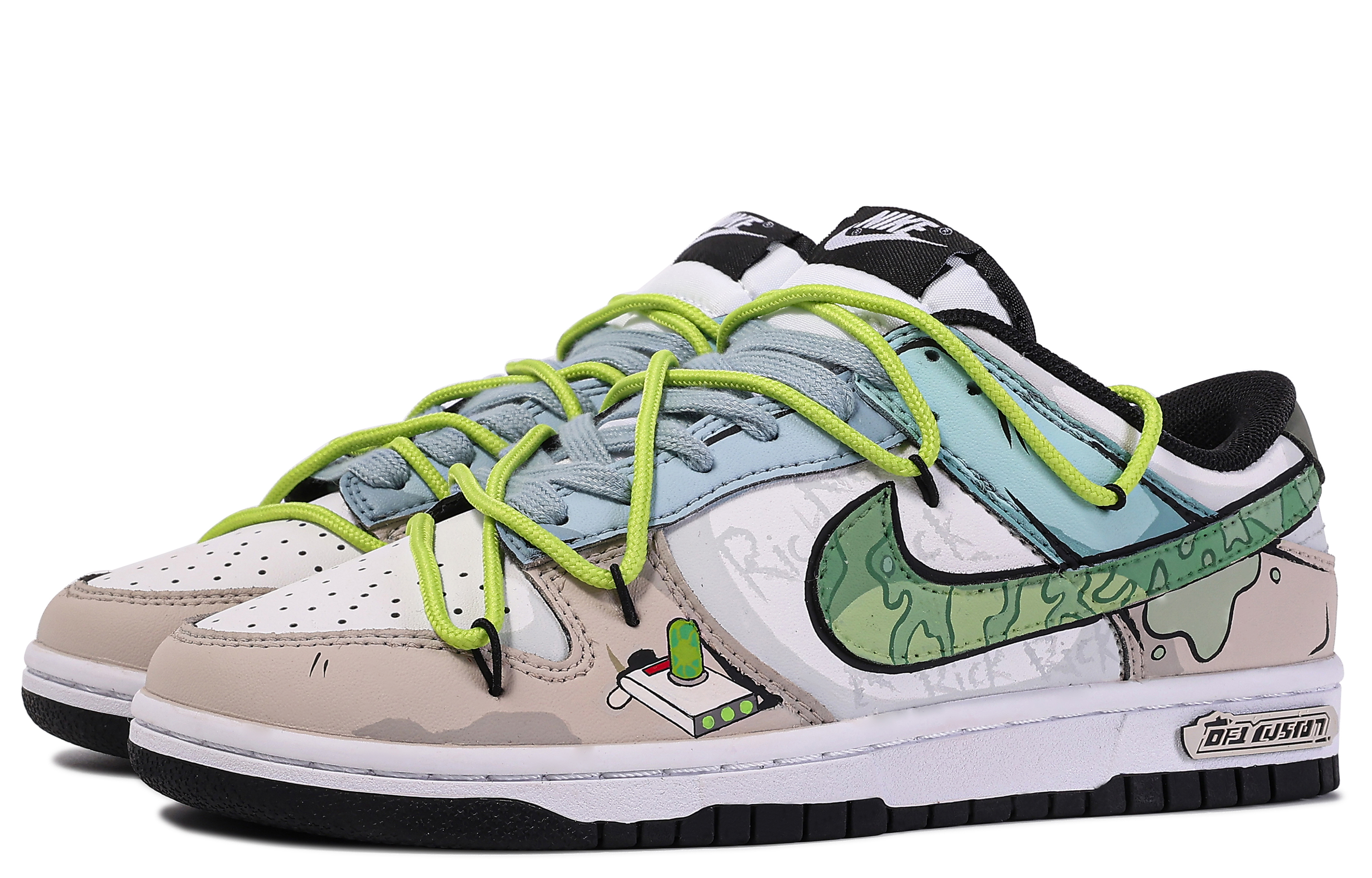 Shop (W) [Sepatu Custom] Nike Custom x Dunk Low 'Da Vinci Capsule - Coklat Hijau Biru' CW1590-100(TeamM-奇幻之旅-BOX)