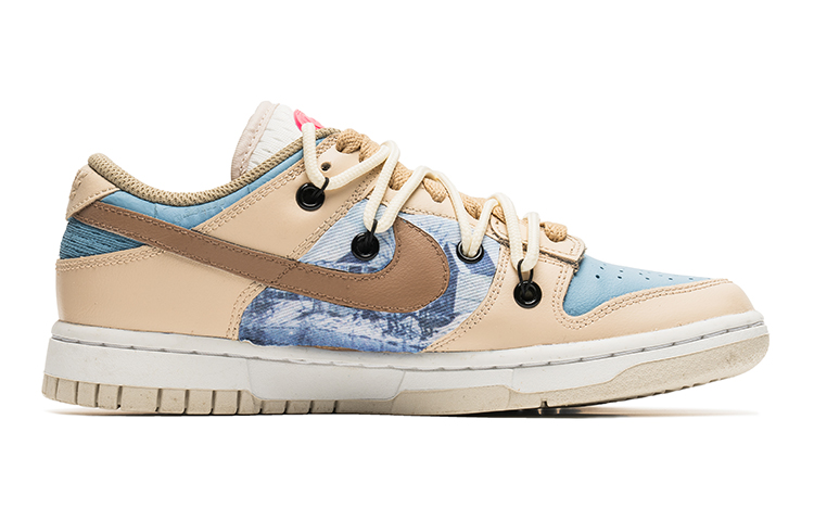 Order 【訂製球鞋】 Nike Dunk Low 野鶴製造 摩卡牛仔 解構雙鞋帶 貼布 塗鴉 低筒 板鞋 女款 摩卡色