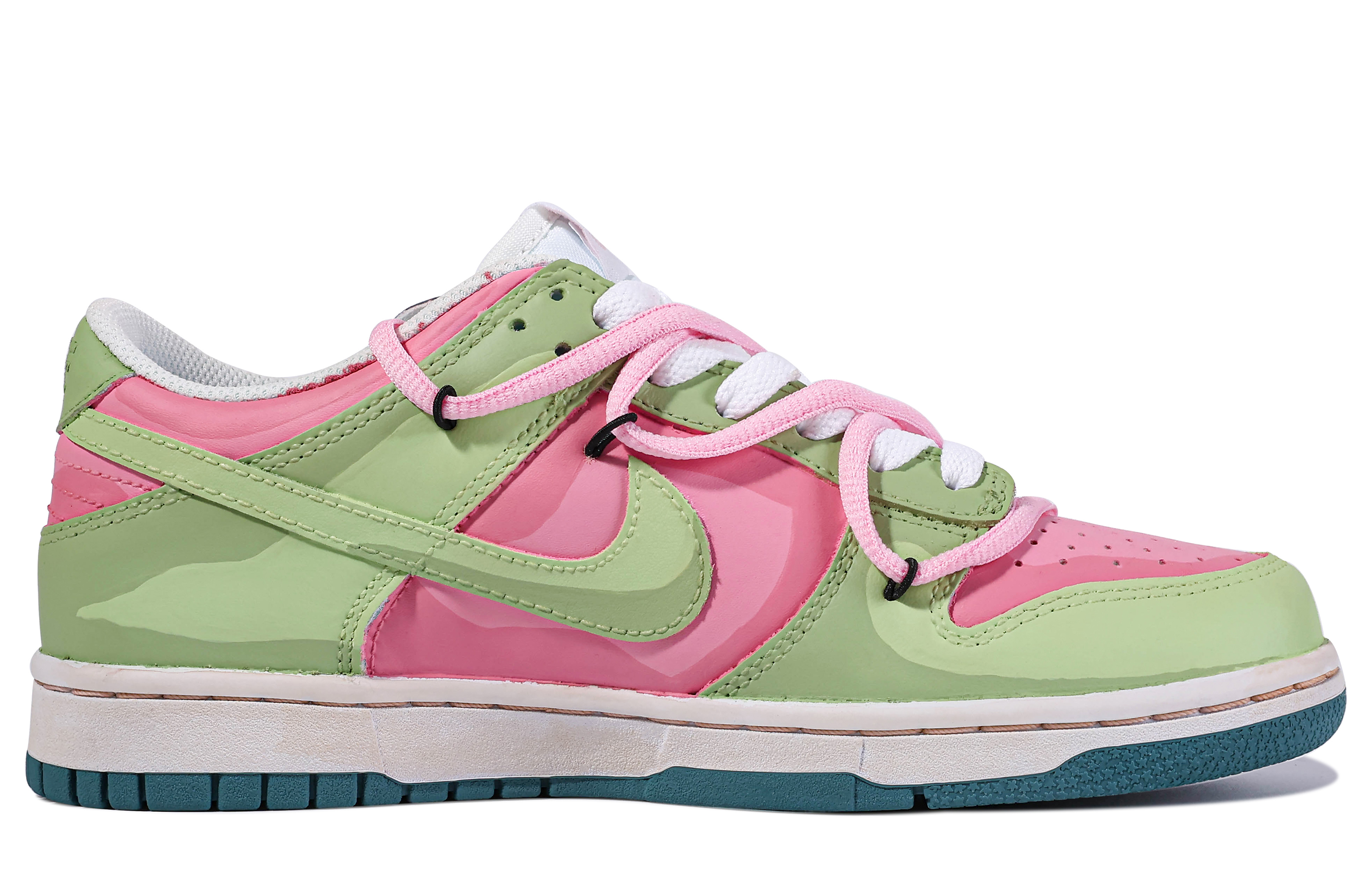 Order 【定製球鞋】 Nike Dunk Low 達文西定製 鱷魚餅乾 特殊鞋盒 3D 可愛動物 原創 設計感 時尚 雙鞋帶 舒適 低筒 板鞋 女款 粉綠