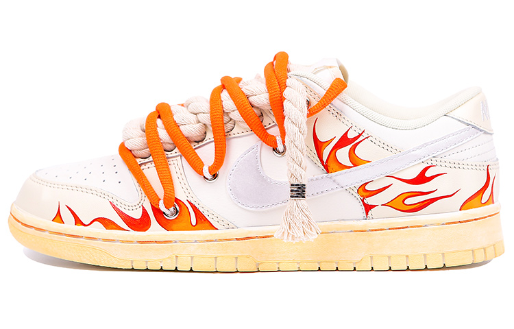[Custom Shoes] (Women) Nike Custom x Dunk Low 'White Orange Silver Hellfire'