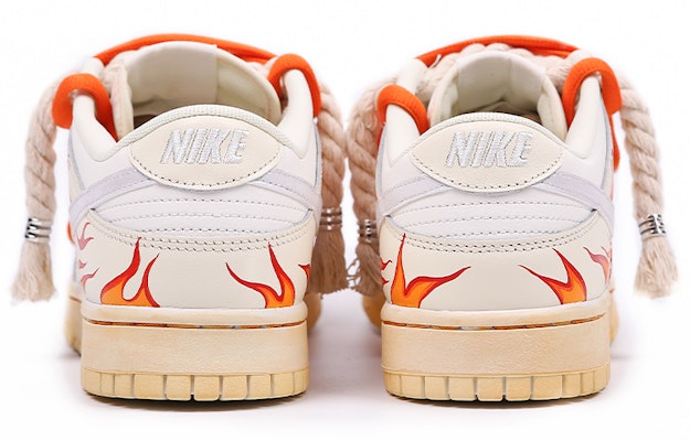 【定制球鞋】 Nike Dunk Low 銀色地獄火焰 火焰 麻繩 噴繪 VIBE風 縫紉 低幫 板鞋 女款 白橙 Shop 【定制球鞋】 Nike Dunk Low 銀色地獄火焰 火焰 麻繩 噴繪 VIBE風 縫紉 低幫 板鞋 女款 白橙