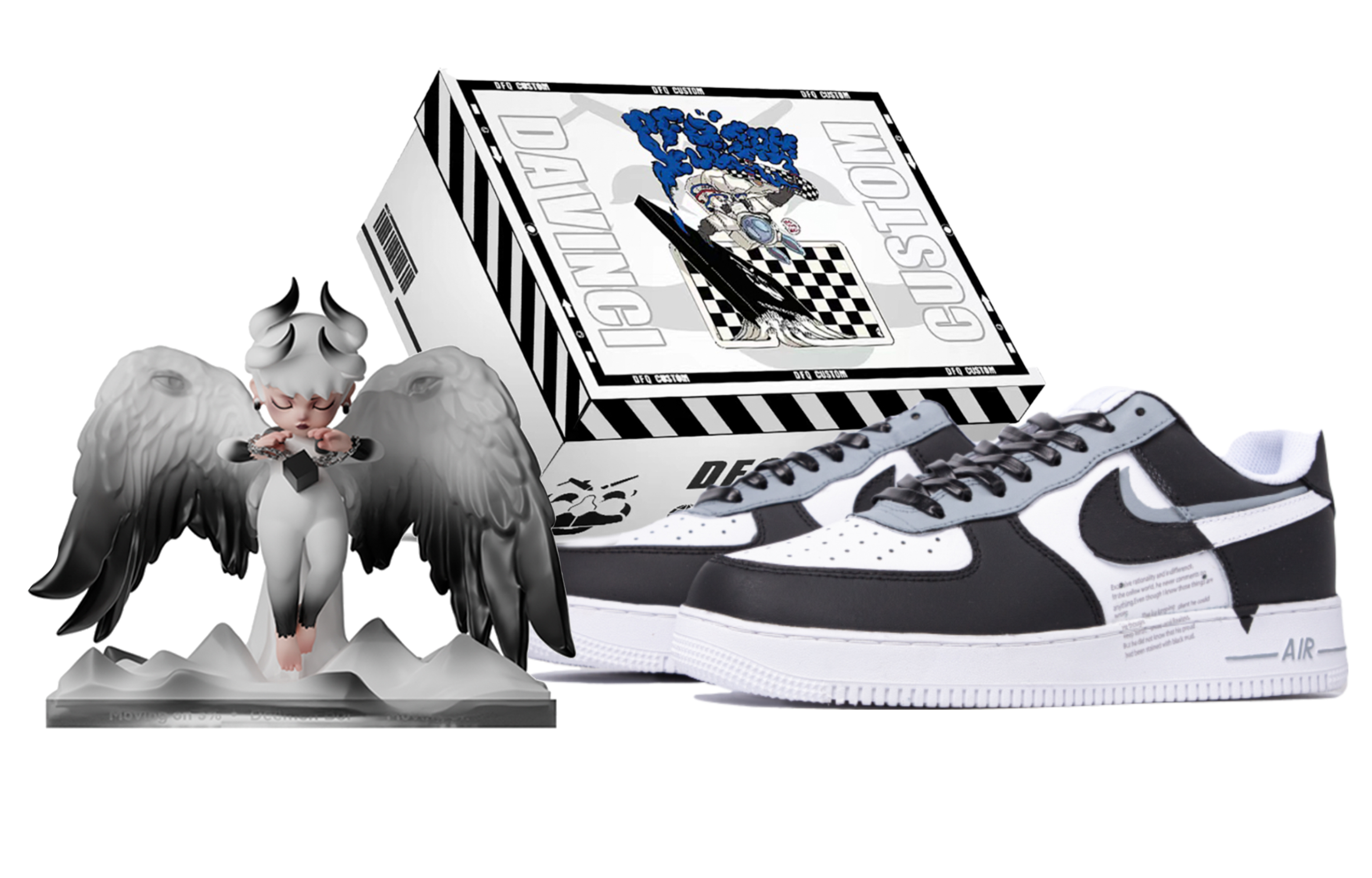 [Custom Shoes] (W) Nike DEEMEN BOI Air Force 1 Low 'Dark Night Black White'