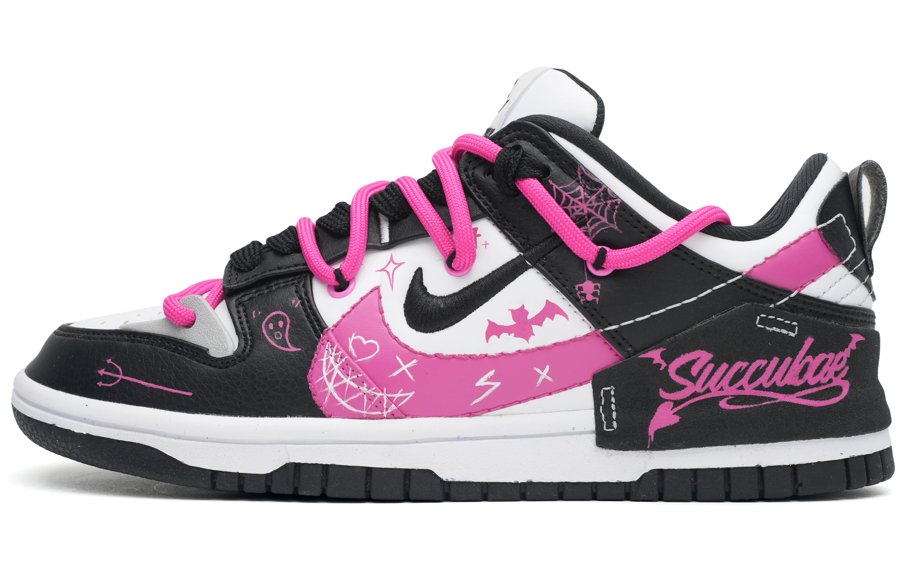 [Custom Shoes] (Women) Nike Dunk Disrupt 2 'Little Devil Graffiti Black White Pink'