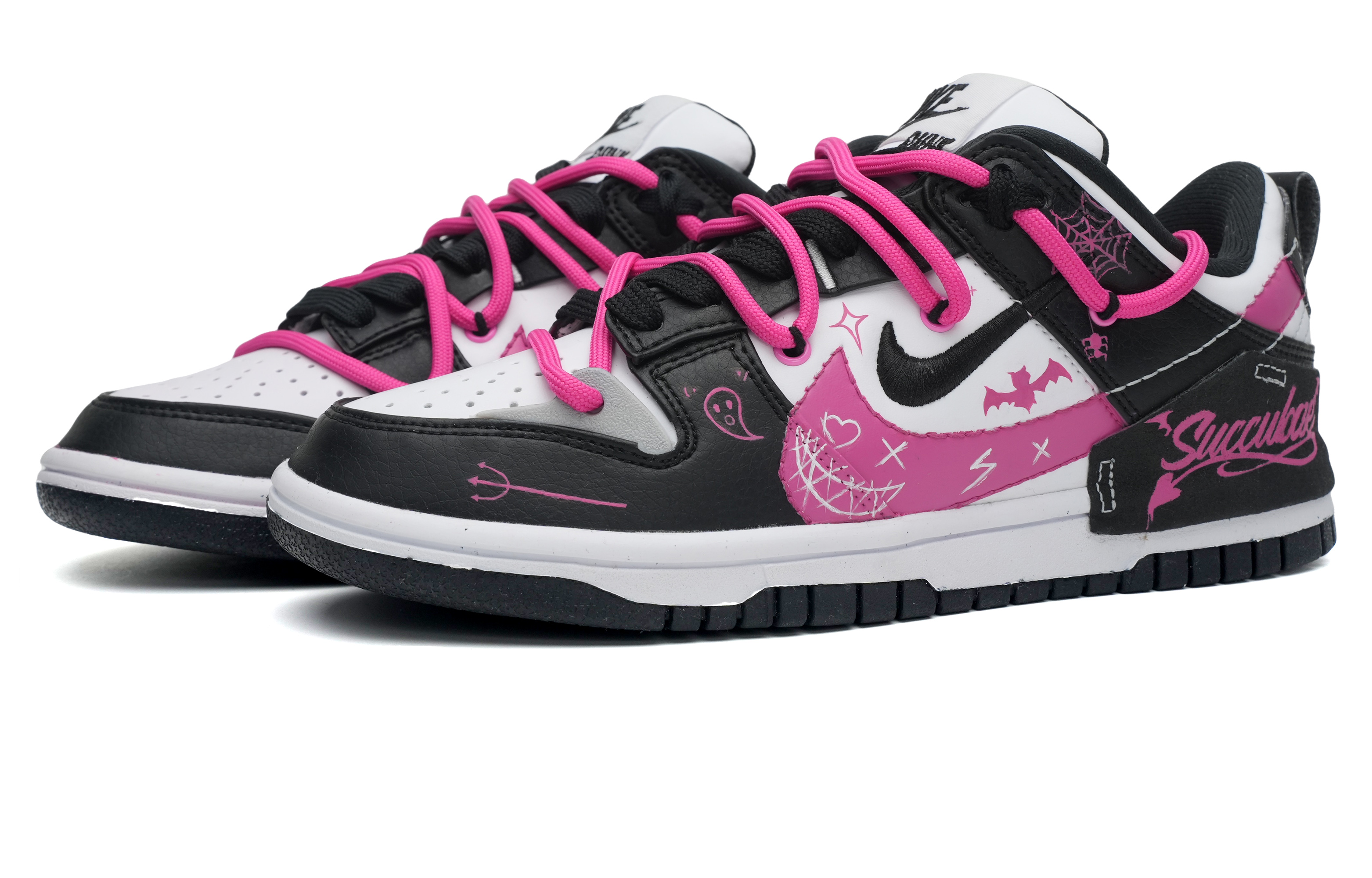 Lookbook 【訂製球鞋】 Nike Dunk Disrupt 2 小惡魔塗鴉 多巴胺搭配 甜酷風 低筒 帆布鞋 女款 黑白粉