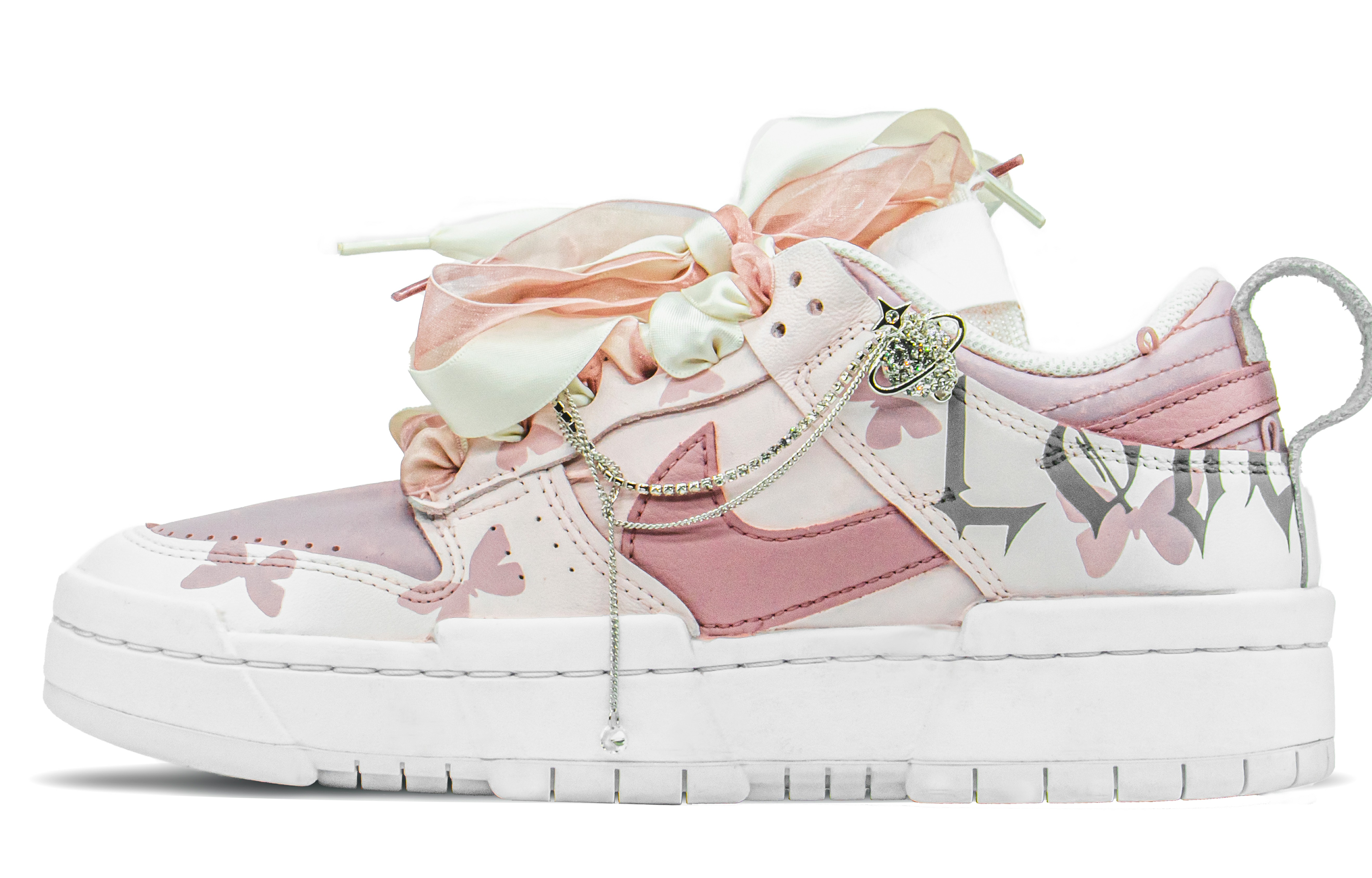 [Custom Shoes] (Women) Nike Dunk Disrupt 'Hand-Painted Butterfly Pink'
