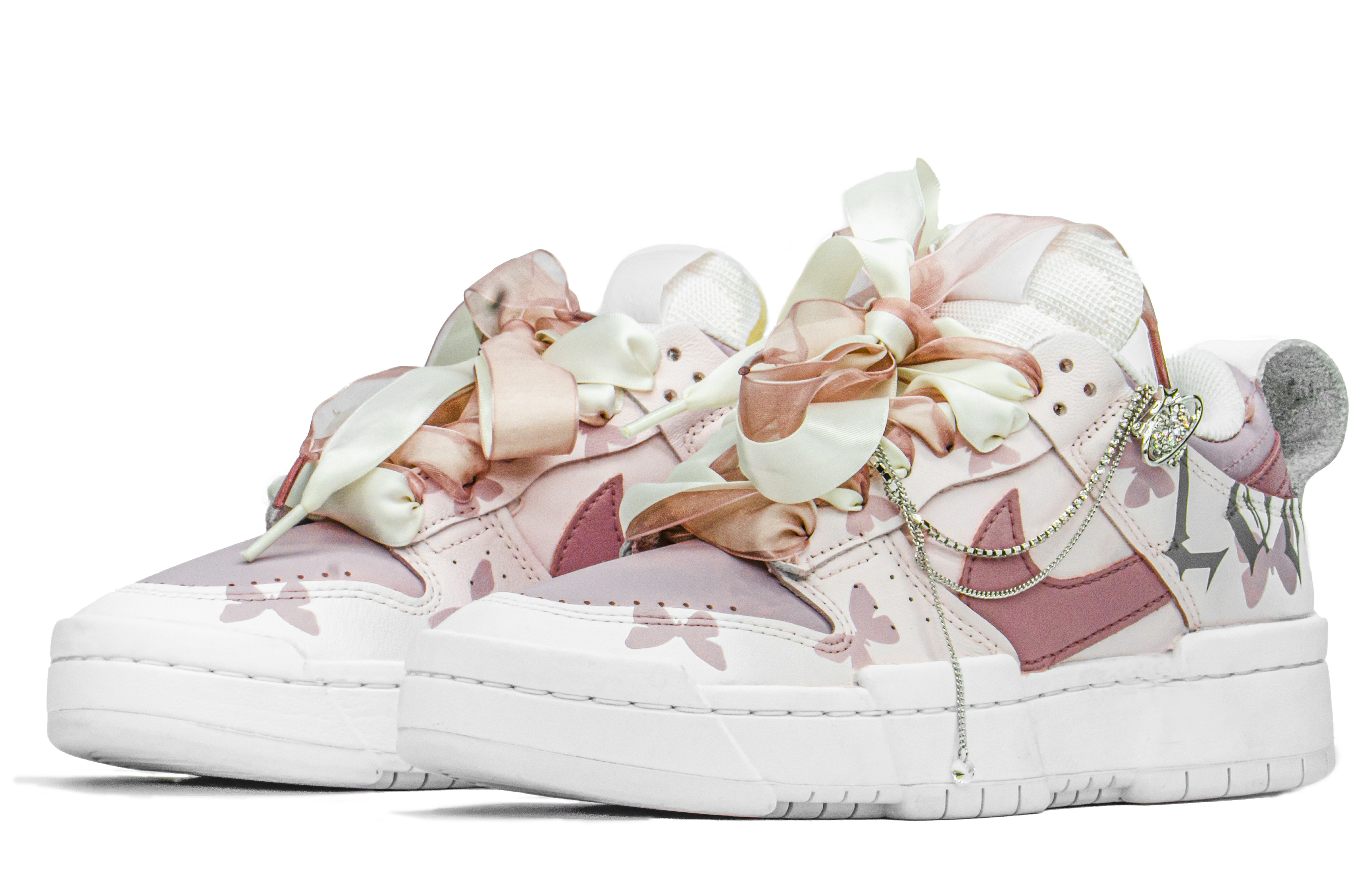 Lookbook (W) [Sepatu Custom] Nike Dunk Disrupt 'Pink Butterfly Painted Tangan' DO5219-111(TeamA-DKD蝴蝶粉色)