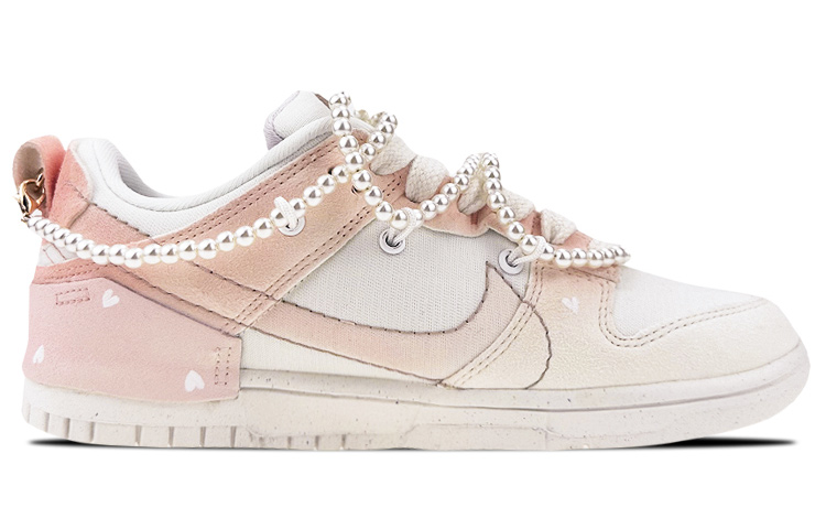 Order 【定製球鞋】 Nike Dunk Disrupt Low 是在玩鞋 櫻花 愛心 珍珠鏈條 小香 低幫 板鞋 女款 粉白