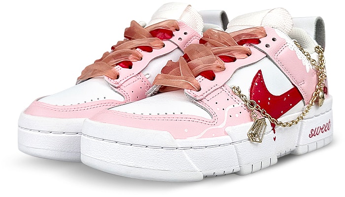 【客製球鞋】 Nike Dunk Disrupt Low 玩鞋款 櫻桿絲質 雙鞋帶 鏈條 流動 低筒 板鞋 女款 白粉 Lookbook 【客製球鞋】 Nike Dunk Disrupt Low 玩鞋款 櫻桿絲質 雙鞋帶 鏈條 流動 低筒 板鞋 女款 白粉