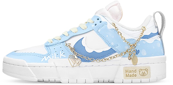 【定製球鞋】Nike Dunk Disrupt擾動 奶油藍 流淌 牛奶 解構 貼布 鏈條 低幫 板鞋 女款 白藍 Buy 【定製球鞋】Nike Dunk Disrupt擾動 奶油藍 流淌 牛奶 解構 貼布 鏈條 低幫 板鞋 女款 白藍