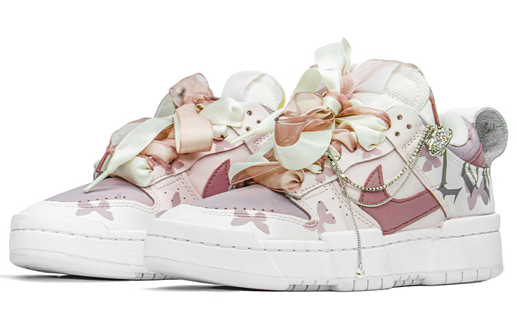 Lookbook 【定製球鞋】【預售】 Nike Dunk Disrupt 520 fzbb 手繪噴繪 蝴蝶圖案 板鞋 女款 粉色 特殊禮盒
