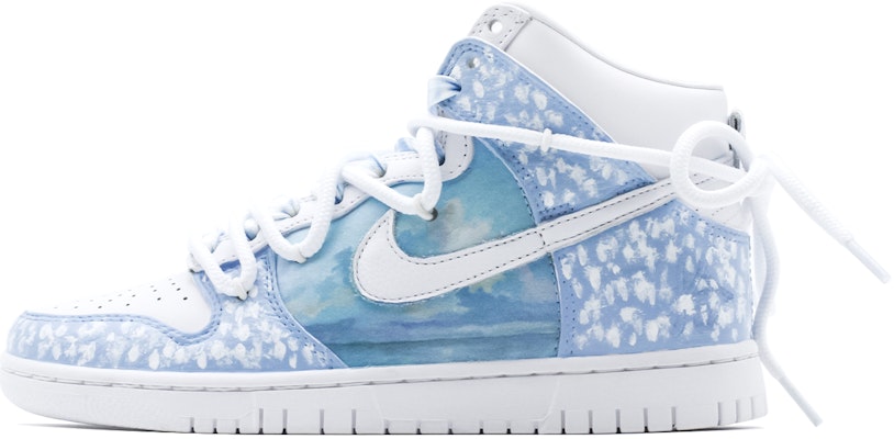 【訂製球鞋】Nike Dunk High 溫柔海洋 油畫藝術 手繪 街頭 潮流 包覆性防滑耐磨增高 高筒 板鞋 女款 白藍 Order 【訂製球鞋】Nike Dunk High 溫柔海洋 油畫藝術 手繪 街頭 潮流 包覆性防滑耐磨增高 高筒 板鞋 女款 白藍