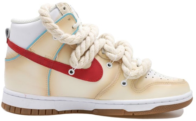【定制球鞋】Nike Dunk High 麻繩 遊戲 通關愛心 高幫 板鞋 女款 卡其藍紅棕 Order 【定制球鞋】Nike Dunk High 麻繩 遊戲 通關愛心 高幫 板鞋 女款 卡其藍紅棕
