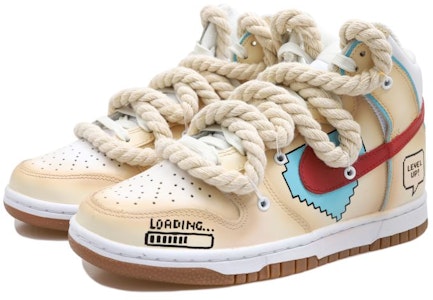 (W) 나이키 덩크 하이 "카키 블루 레드 로프 하트" (커스텀) DD1869-109(Team拾玖-通关爱心S-BOX) Lookbook (W) 나이키 덩크 하이 "카키 블루 레드 로프 하트" (커스텀) DD1869-109(Team拾玖-通关爱心S-BOX)