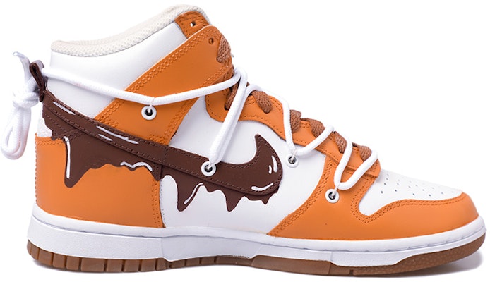 【客製化球鞋】Nike Dunk High 生膠底 做舊 甜甜圈 二次元 摩卡 巧克力 冰淇淋 復古 高筒 板鞋 女款 棕黃白 Order 【客製化球鞋】Nike Dunk High 生膠底 做舊 甜甜圈 二次元 摩卡 巧克力 冰淇淋 復古 高筒 板鞋 女款 棕黃白
