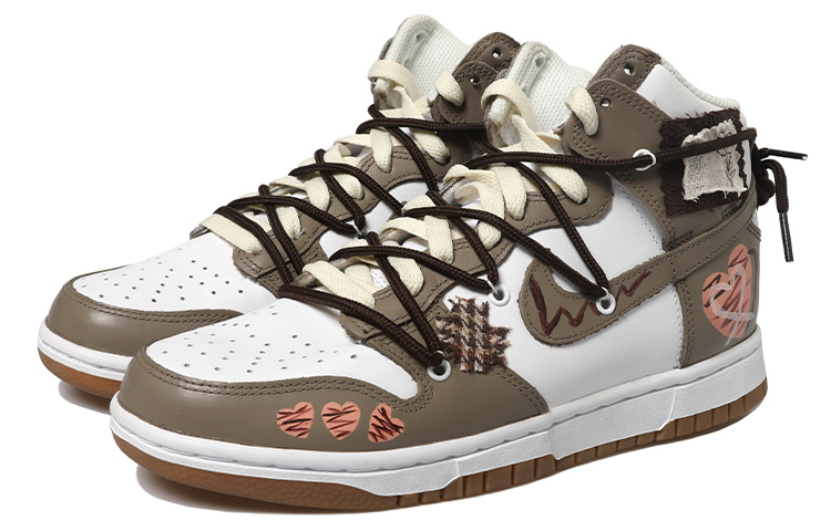 Lookbook (W) Zapatillas Nike Dunk High 'Mocha Chocolate Cuadros Parcheados' DD1869-109(Team拾玖-织补爱心S-BOX)