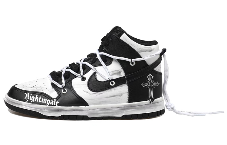 Buy (W) 나이키 덩크 하이 '판다 레트로 크로스 블랙 화이트' (커스텀) DD1869-103(Team拾玖-高帮十字女S-BOX)