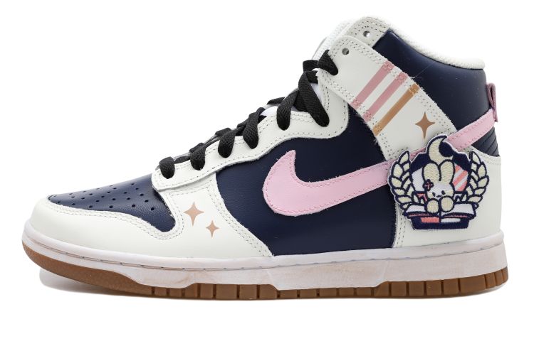 Buy 【訂製球鞋】 Nike Dunk High 小兔 少女 白藍 勛章 做舊 高幫 板鞋 女款 粉色