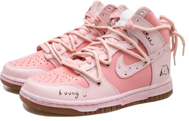 【訂製球鞋】 Nike Dunk High 小狗 笑臉 少女 漸變 做舊 高幫 板鞋 女款 粉色 Lookbook 【訂製球鞋】 Nike Dunk High 小狗 笑臉 少女 漸變 做舊 高幫 板鞋 女款 粉色