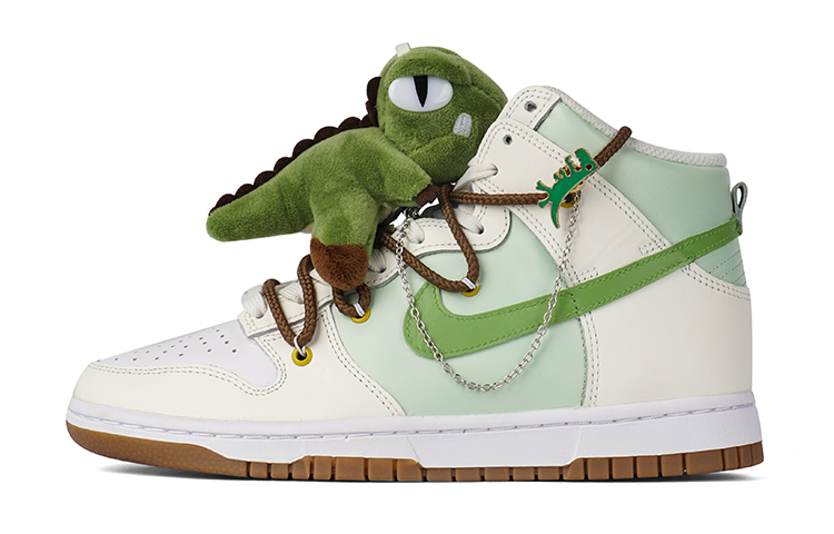Buy 【訂製球鞋】Nike Dunk High 推薦 噴繪 情人節禮物 小恐龍 卡通 高幫 板鞋 女款 白綠