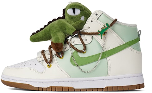 【訂製球鞋】Nike Dunk High 推薦 噴繪 情人節禮物 小恐龍 卡通 高幫 板鞋 女款 白綠 Buy 【訂製球鞋】Nike Dunk High 推薦 噴繪 情人節禮物 小恐龍 卡通 高幫 板鞋 女款 白綠