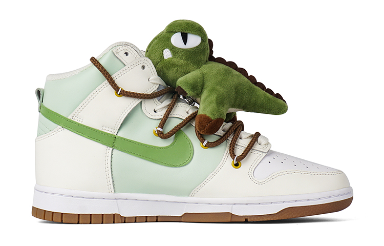 Order 【訂製球鞋】Nike Dunk High 推薦 噴繪 情人節禮物 小恐龍 卡通 高幫 板鞋 女款 白綠