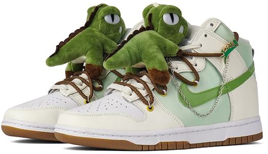 【訂製球鞋】Nike Dunk High 推薦 噴繪 情人節禮物 小恐龍 卡通 高幫 板鞋 女款 白綠 Lookbook 【訂製球鞋】Nike Dunk High 推薦 噴繪 情人節禮物 小恐龍 卡通 高幫 板鞋 女款 白綠