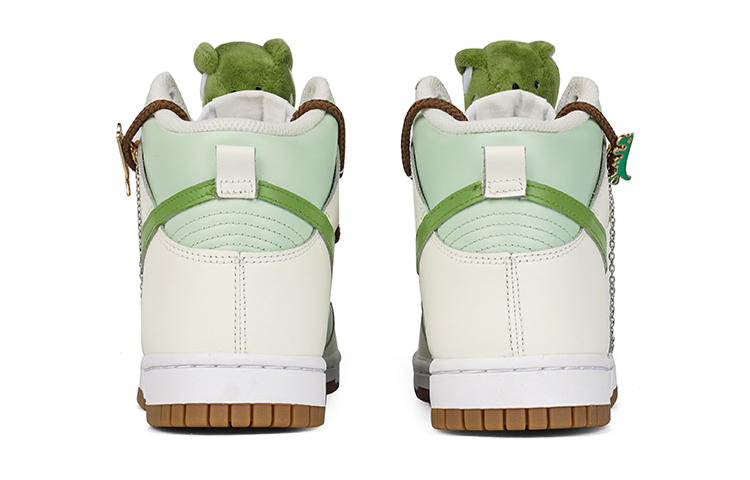 Shop 【訂製球鞋】Nike Dunk High 推薦 噴繪 情人節禮物 小恐龍 卡通 高幫 板鞋 女款 白綠