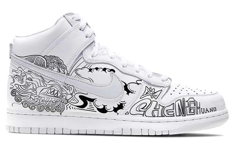 Order (W) [Kasut Tersuai] Nike Dunk High Tersuai 'Kuil Dewa Bandar' CZ8149-101(Team-E-中国风女款城隍庙黑白)