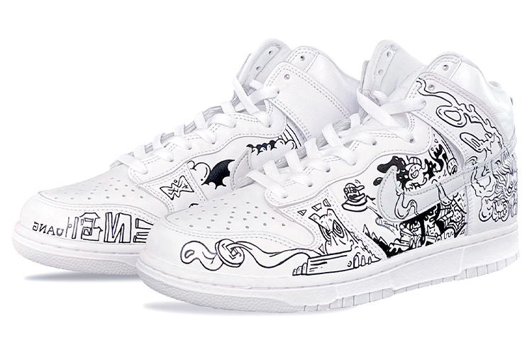 Lookbook (W) [Kasut Tersuai] Nike Dunk High Tersuai 'Kuil Dewa Bandar' CZ8149-101(Team-E-中国风女款城隍庙黑白)