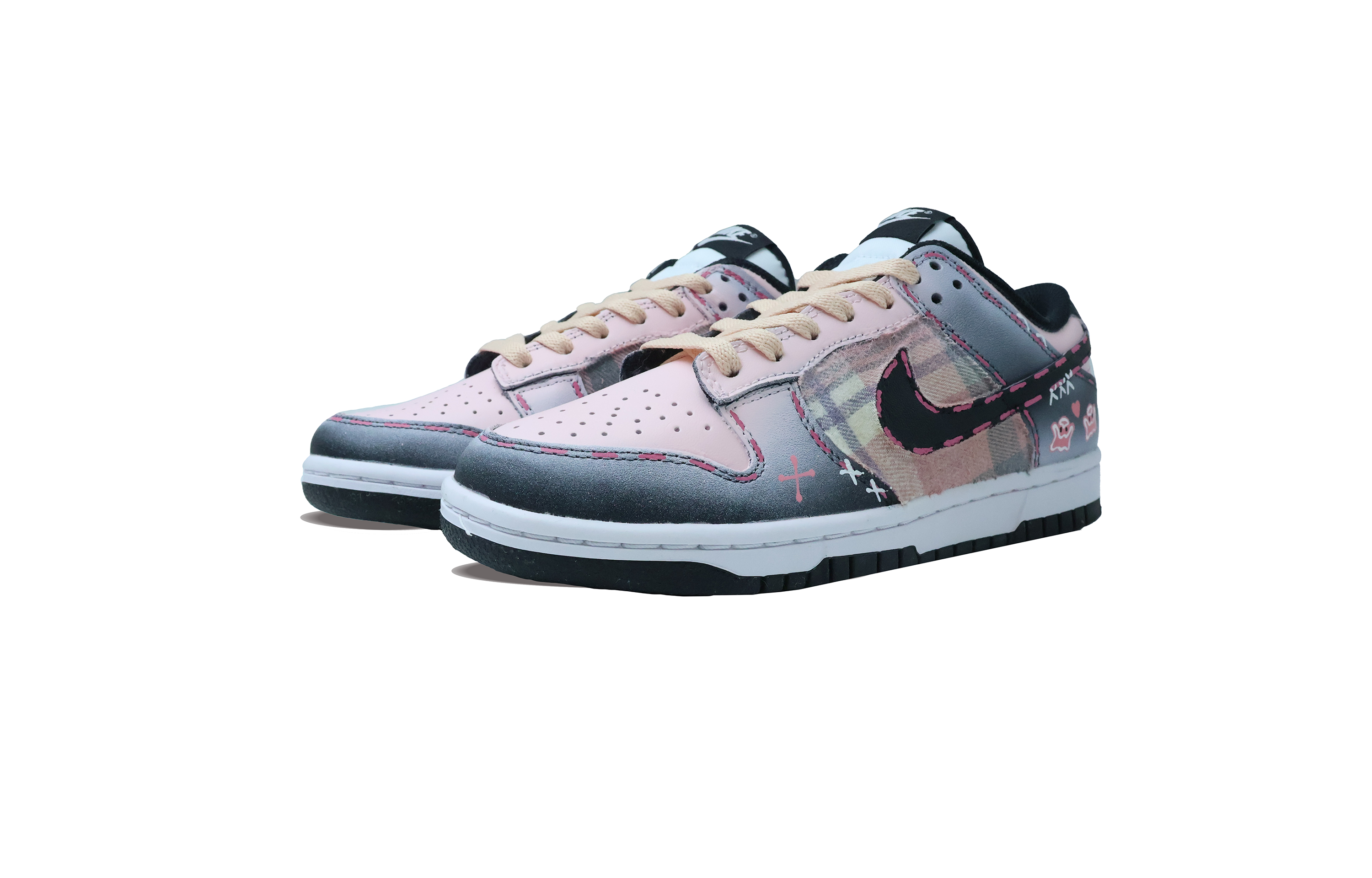 Shop (W) [Sepatu Kustom] Nike Dunk Low 520 'Brownie Tiffany Pink Panda' DD1503-101(Team302-黑粉布朗尼）