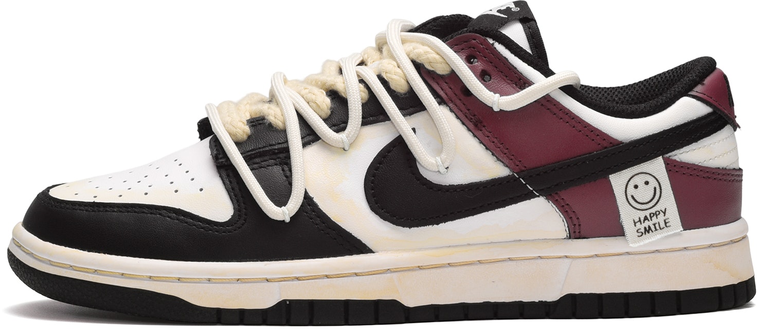 custom-shoes-women-nike-dunk-low-aged-smiley-black-white-red