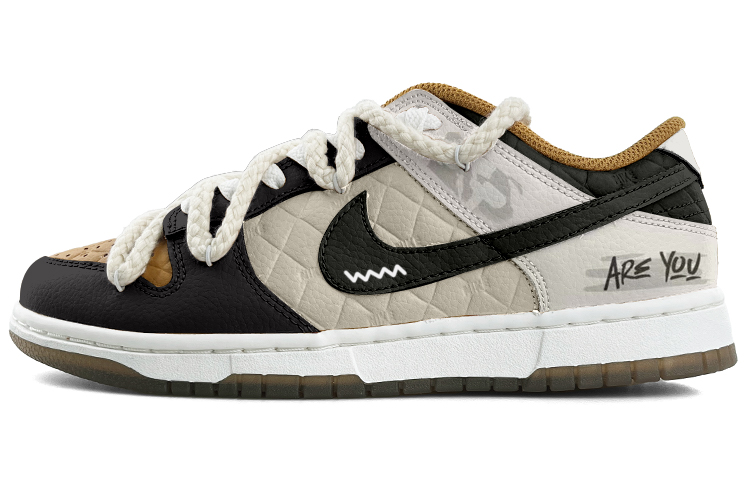 Buy 【訂製球鞋】Nike Dunk Low 杏仁黑松露 拼色 復古 小眾 解構鞋帶 經典休閒 防滑耐磨 低筒 滑板鞋 女款 灰黑