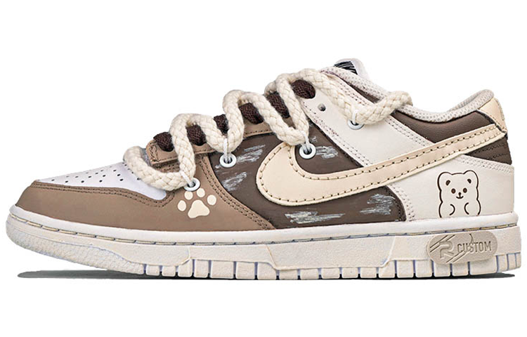 Buy 【客製化球鞋】Nike Dunk Low 動物紋 小熊餅乾 卡通 可愛 解構鞋帶 甜酷風 禮物 低筒 板鞋 女款 摩卡棕