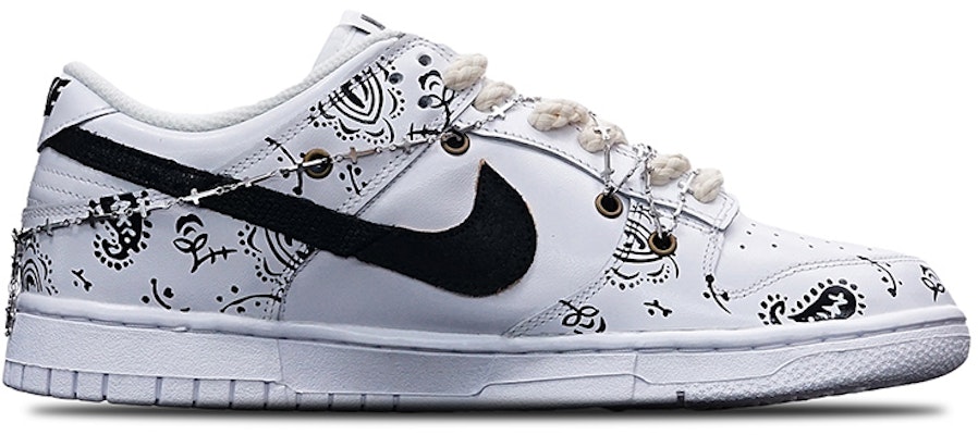 【客製化球鞋】Nike Dunk Low "動物紋" Vibe解構風格 手繪噴繪腰果花十字架鞋鍊 潮男節主題 低幫 板鞋 女款 白黑 Order 【客製化球鞋】Nike Dunk Low "動物紋" Vibe解構風格 手繪噴繪腰果花十字架鞋鍊 潮男節主題 低幫 板鞋 女款 白黑