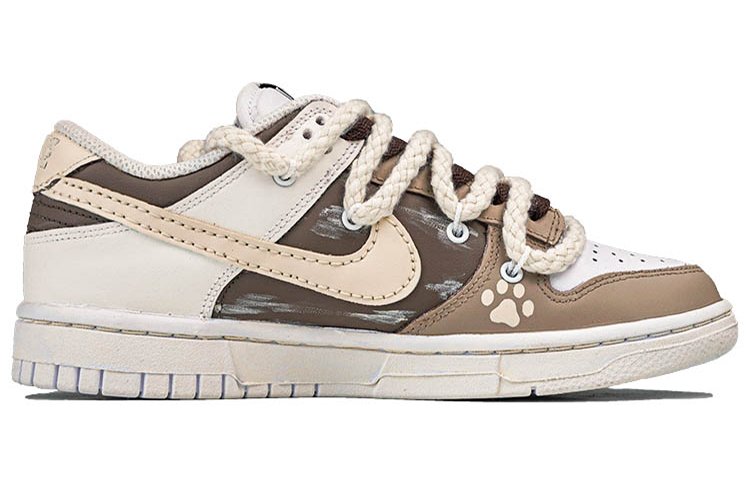 Order 【客製化球鞋】Nike Dunk Low 動物紋 小熊餅乾 卡通 可愛 解構鞋帶 甜酷風 禮物 低筒 板鞋 女款 摩卡棕