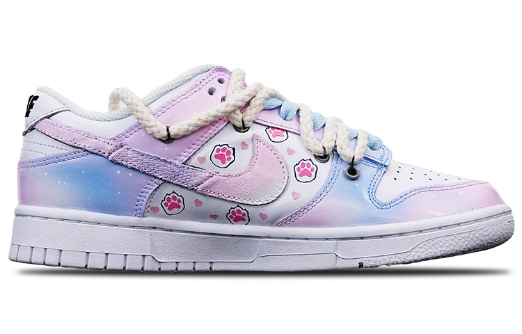 Order (W) 나이키 덩크 로우 '애니멀 블루핑크 그라데이션' (커스텀) DD7099-100(TeamT-女款爱心猫爪S-BOX)