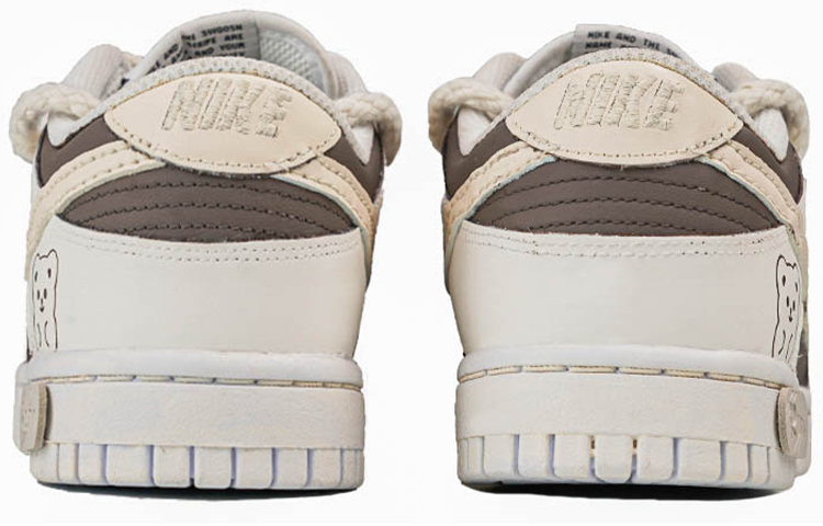 Shop 【客製化球鞋】Nike Dunk Low 動物紋 小熊餅乾 卡通 可愛 解構鞋帶 甜酷風 禮物 低筒 板鞋 女款 摩卡棕