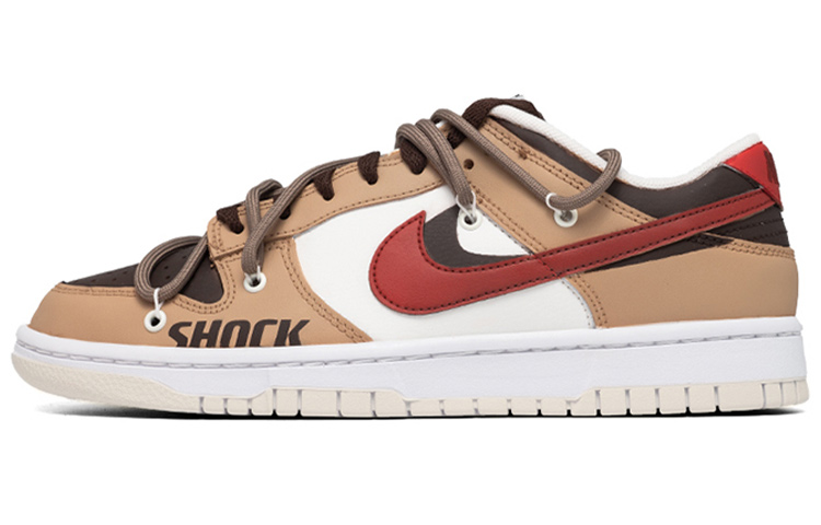 [Custom Shoes] (Women) Nike Dunk Low 'Astronaut Deconstructed Double Swoosh Brown White'