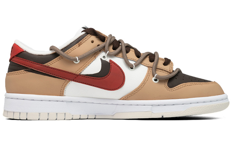 Order 【定制球鞋】 Nike Dunk Low 白色 航天员 月球 双钩 解构 低帮 女鞋 棕白