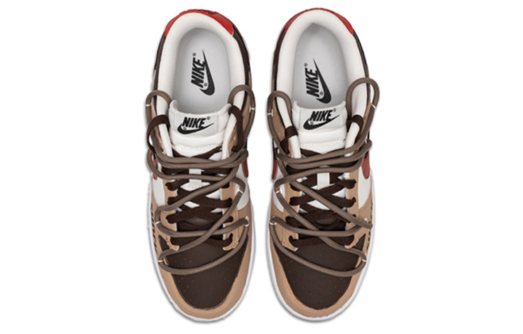 Shop 【定制球鞋】 Nike Dunk Low 白色 航天员 月球 双钩 解构 低帮 女鞋 棕白