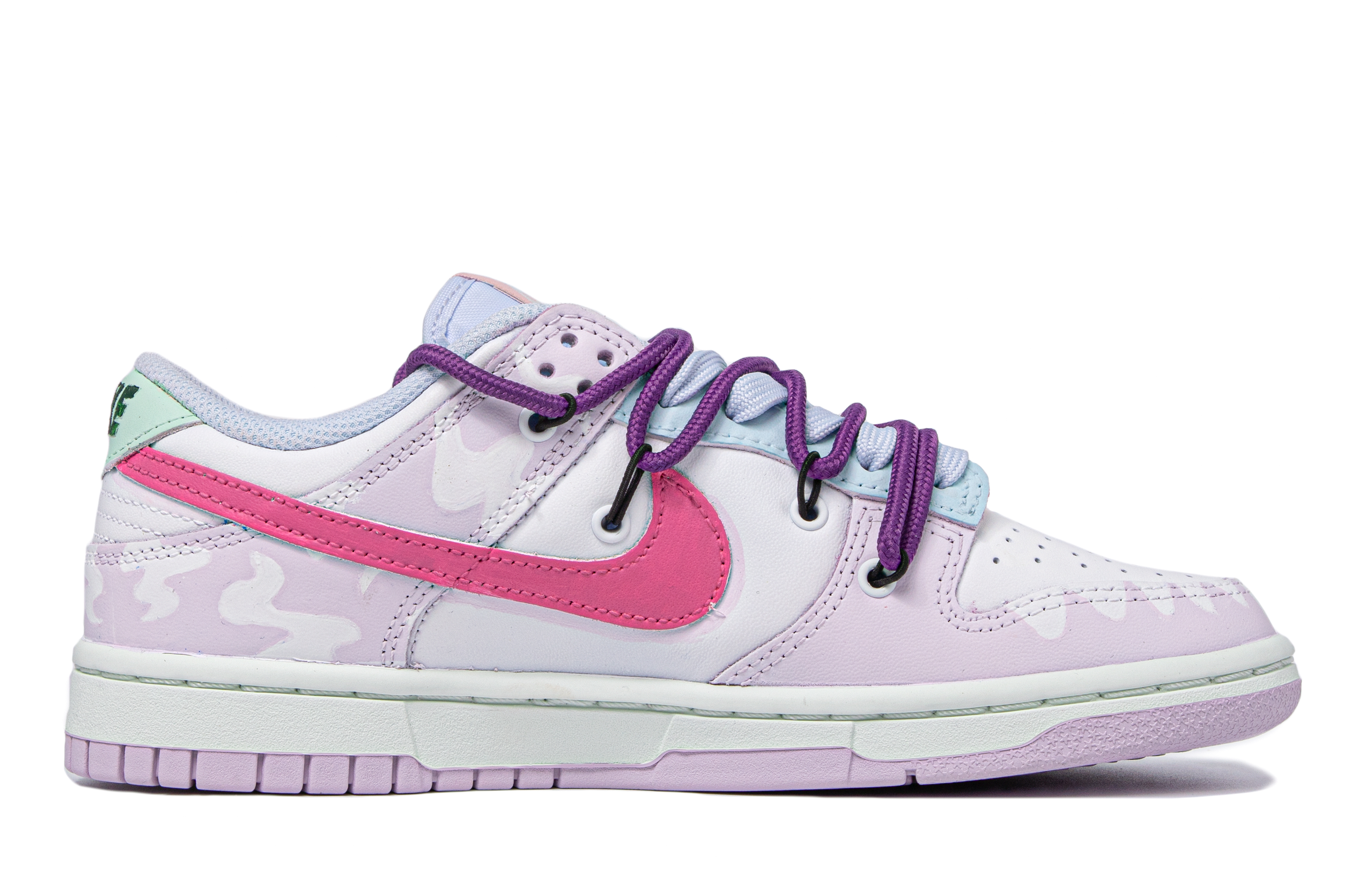 Order (W) [Sepatu Kustom] Nike Dunk Low 'Atmosphere Pink - Da Vinci Kustom' DD1503-001(TeamM-女款粉红动物园粉红紫白)