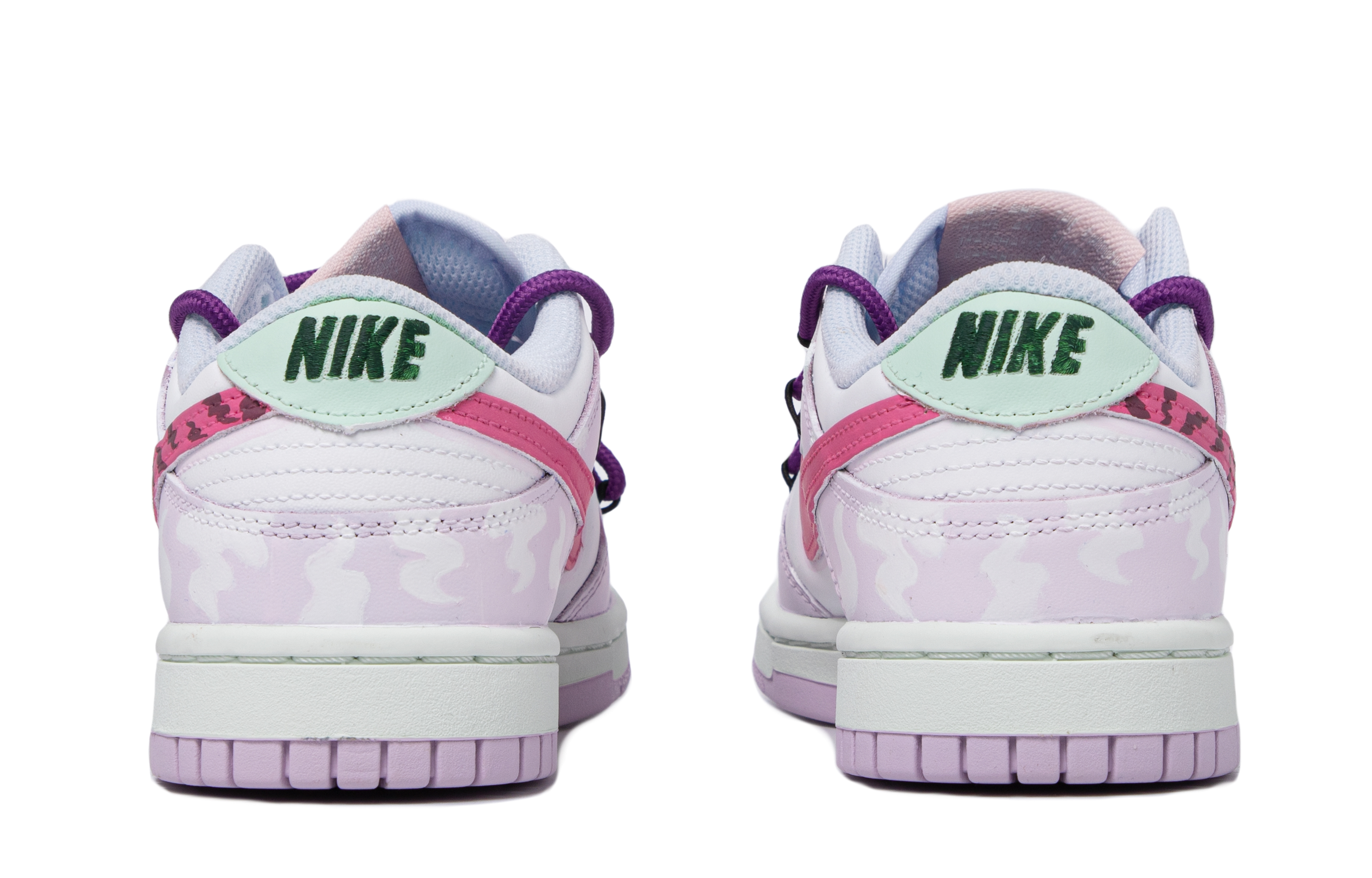 Shop (W) [Sepatu Kustom] Nike Dunk Low 'Atmosphere Pink - Da Vinci Kustom' DD1503-001(TeamM-女款粉红动物园粉红紫白)