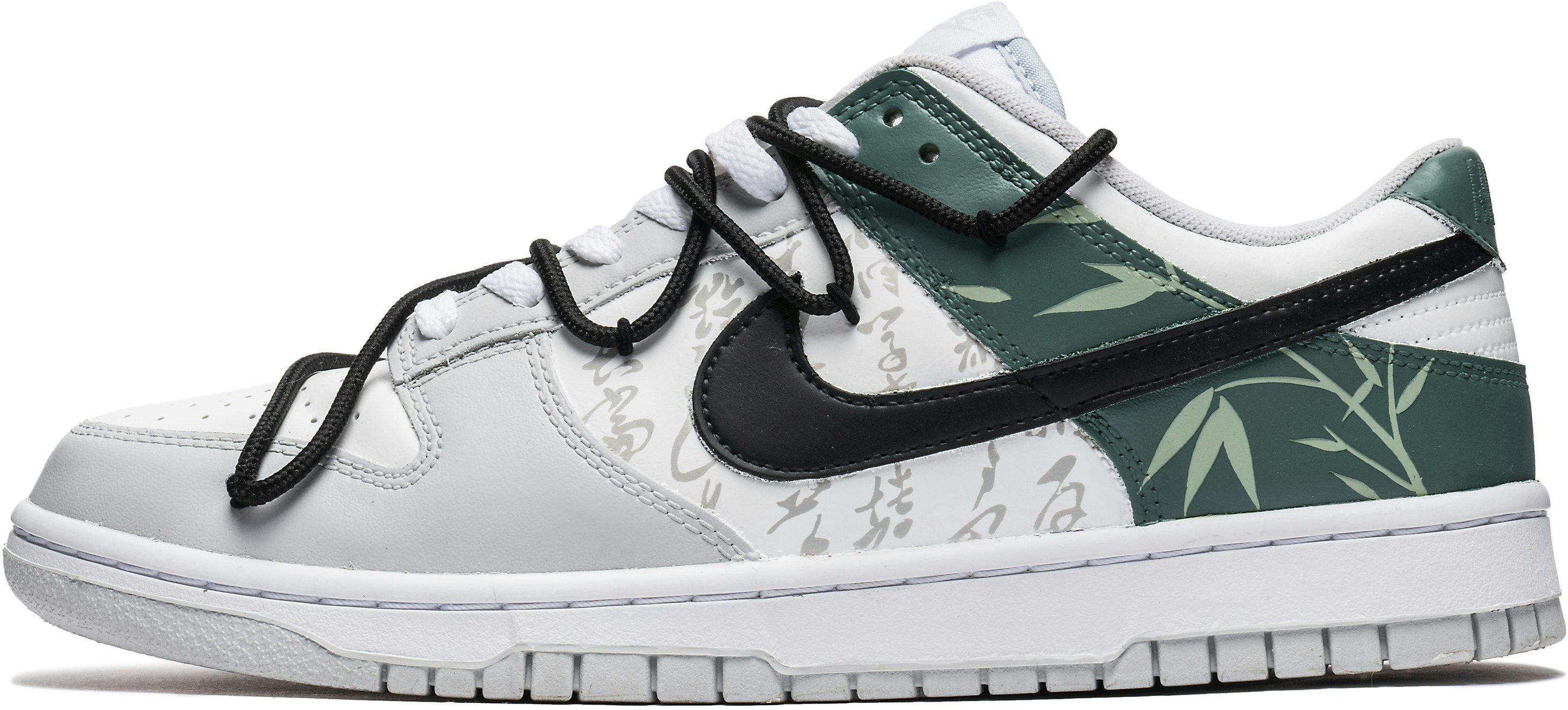 custom-shoes-women-nike-dunk-low-bamboo-panda-white-green