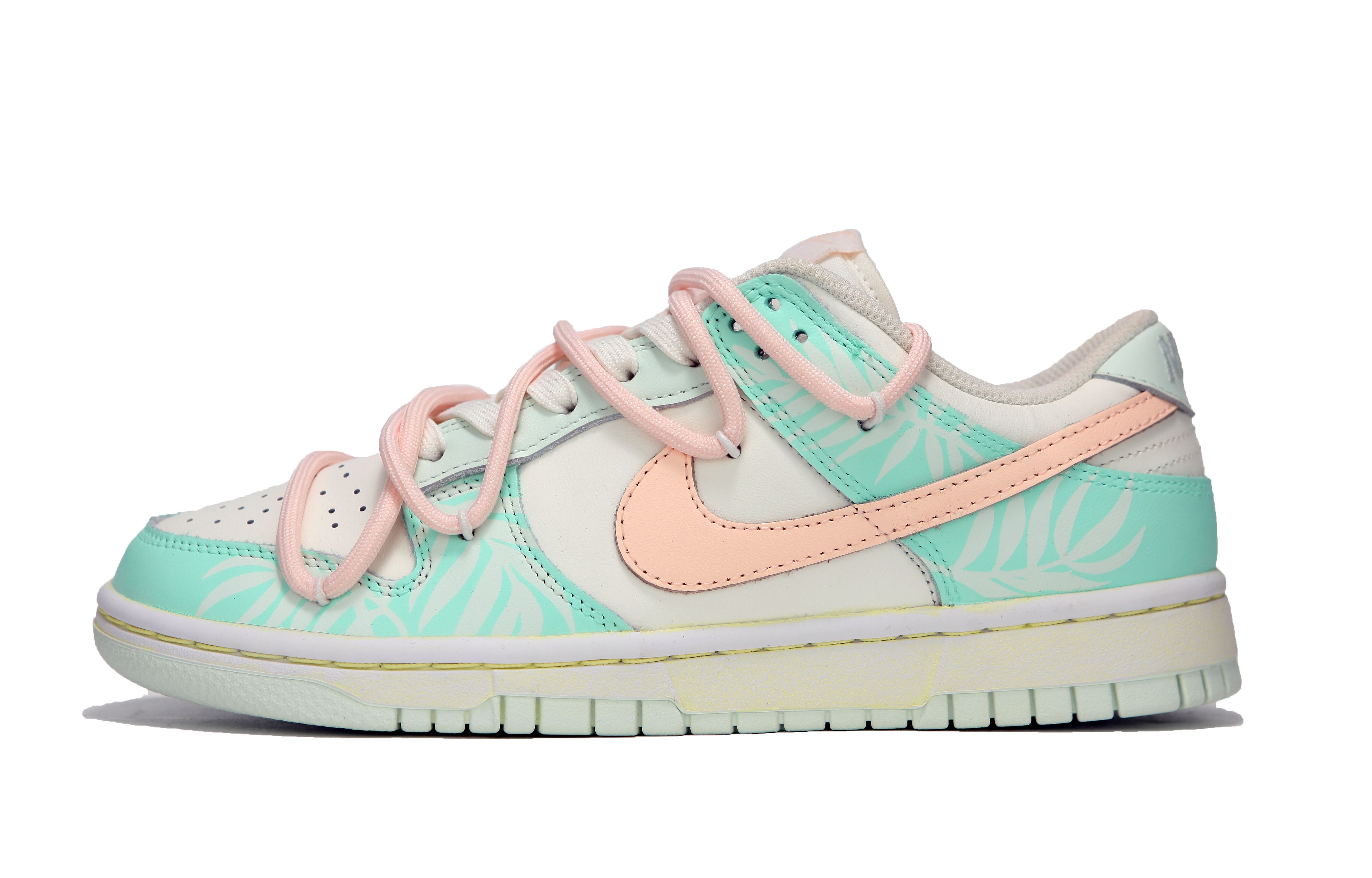 Buy 【客製球鞋】 Nike Dunk Low barely green 夏威夷 小清新 多巴胺 棕榈葉 海灘 包覆性耐磨 低筒 板鞋 女款 薄荷綠